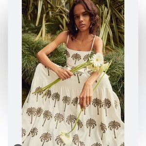 Agua Bendita Cream and Brown Palm Dress
